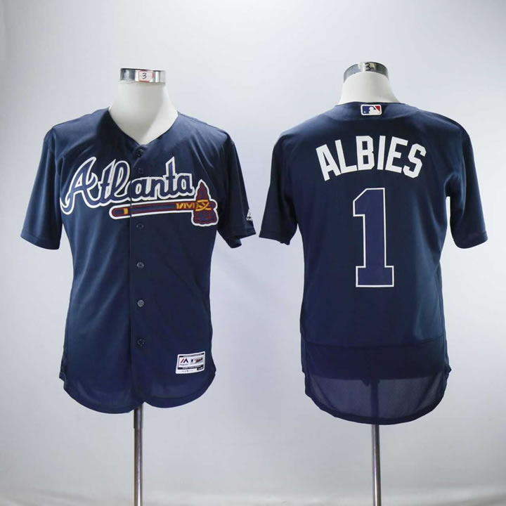 Braves 1 Ozzie Albies Navy Flexbase Stitched Baseball Jerseys,We sell and wholesale Braves 1 Ozzie Albies Navy Flexbase Stitched Baseball Jerseys on line form chian!